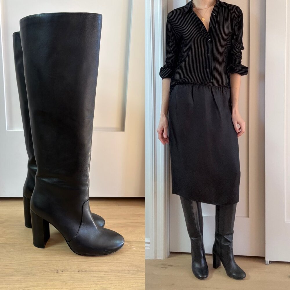 Botkier Knee-High Black Leather Boots – Size 8.5
